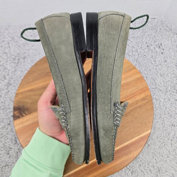 G.H. Bass Weejuns Womens 8.5M Green Suede Snake Print Casual Daily Penny Loafer - Picture 7 of 12